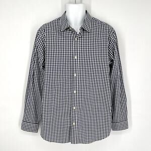 Banana Republic Factory Non-Iron Tailored Slim Fit Shirt Sz L Gingham Navy White